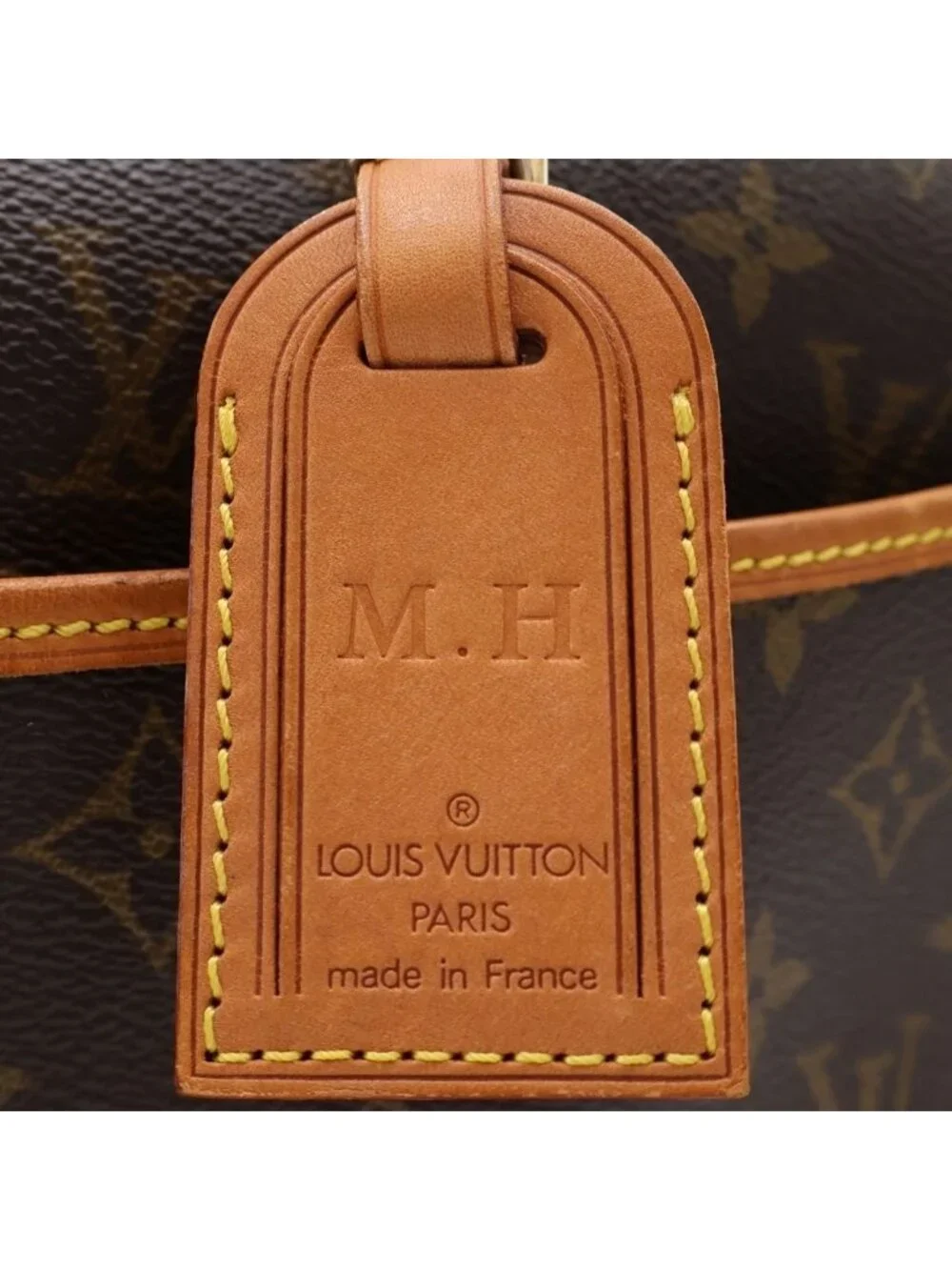 Louis Vuitton Monogram Deauville Handbag Brown Leather Gold